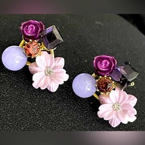 Purple floral earrings
